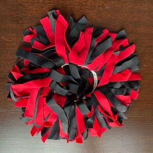Two Red and Black Fabric Scrunchies